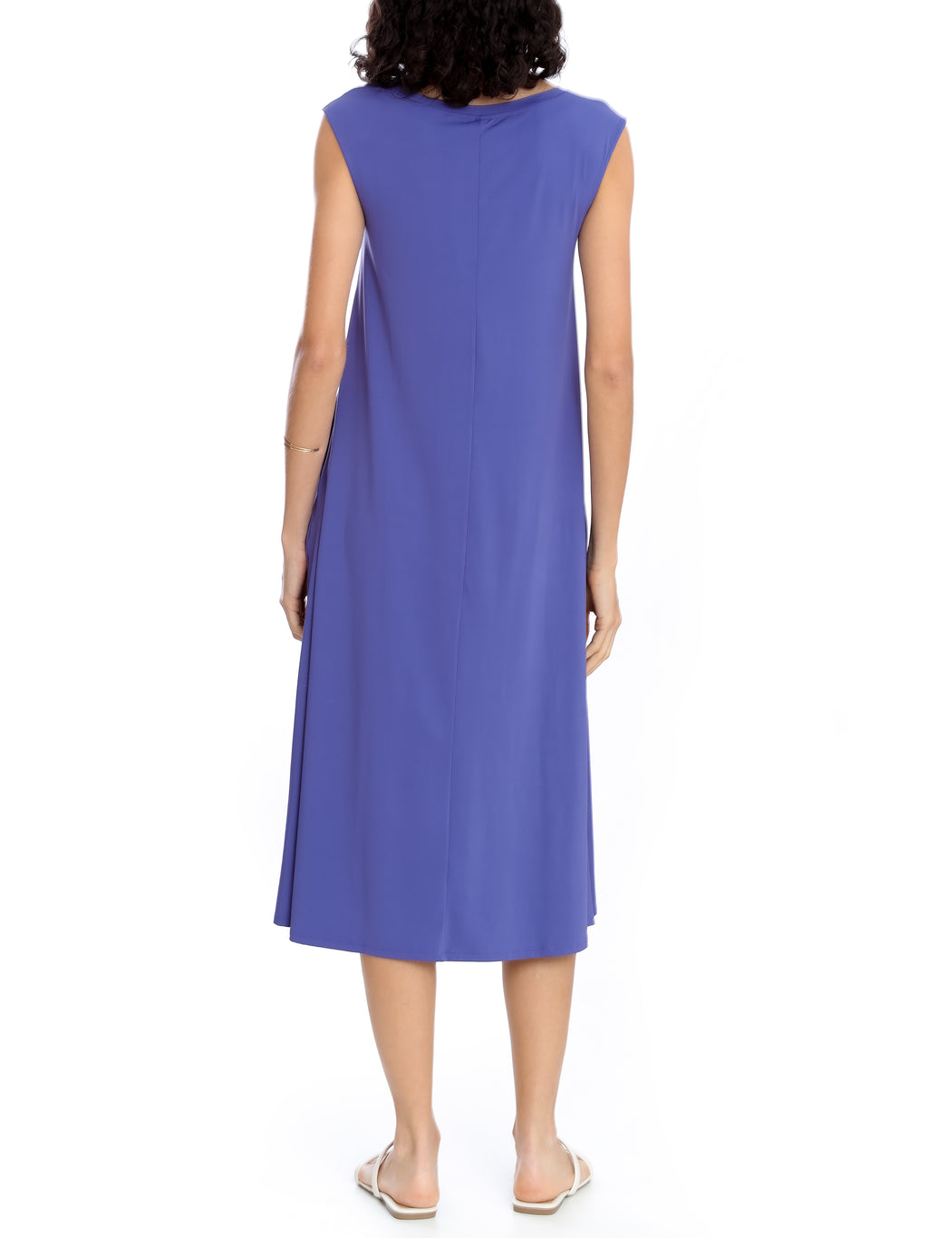 Tiê Purple A-Line Silhouette Side-Seam Pockets Midi Dress