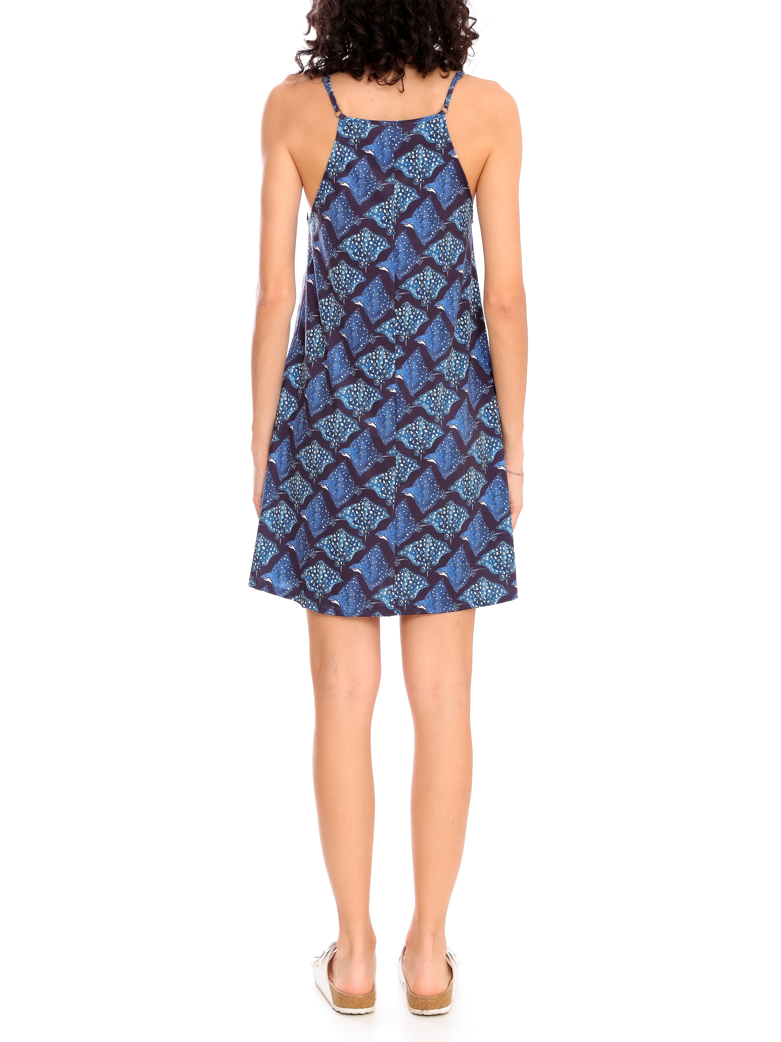 Isis Stingrays-Print Sleeveless Short Shift Dress