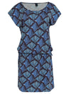 Shiva Stingrays-Print Adjustable Drawstring Waist Blouson Dress Raja