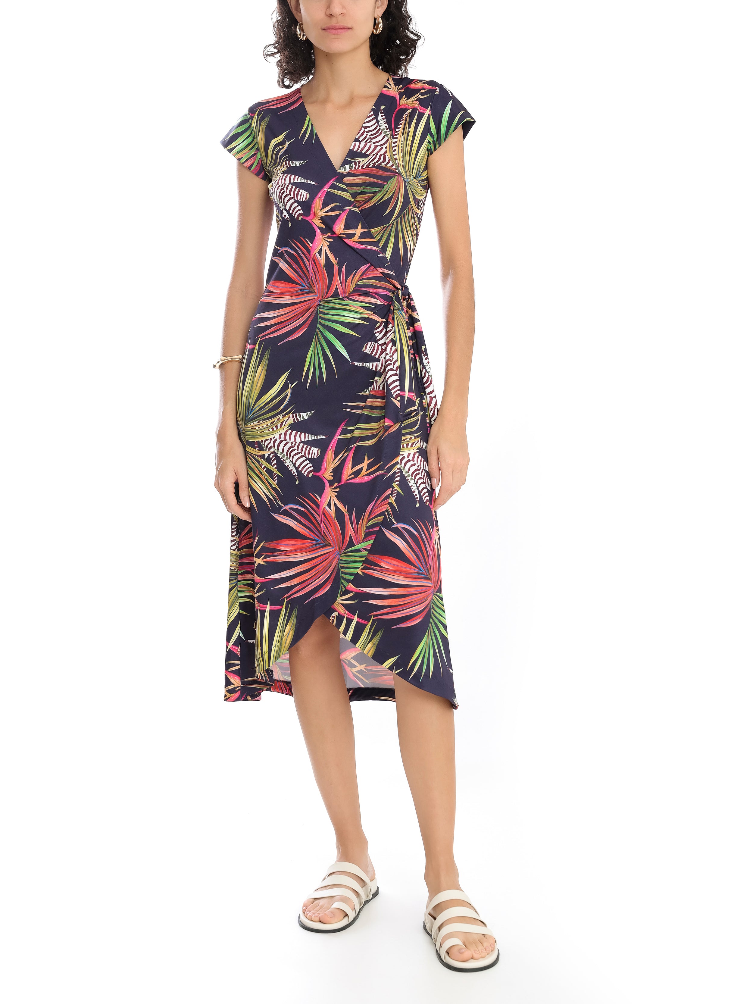 Falcao Foliage-Print V-Neck Midi Dress