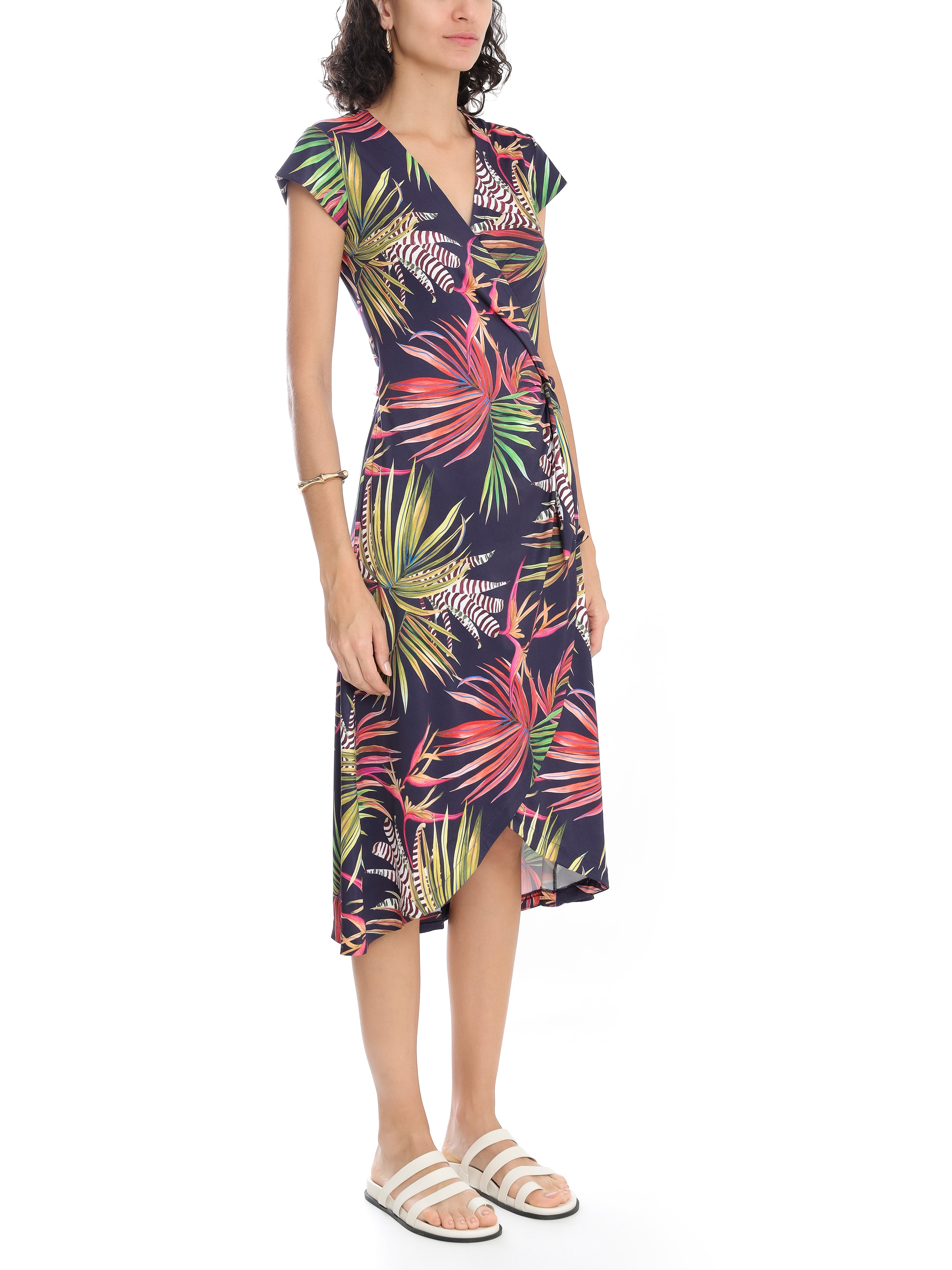 Falcao Foliage-Print V-Neck Midi Dress