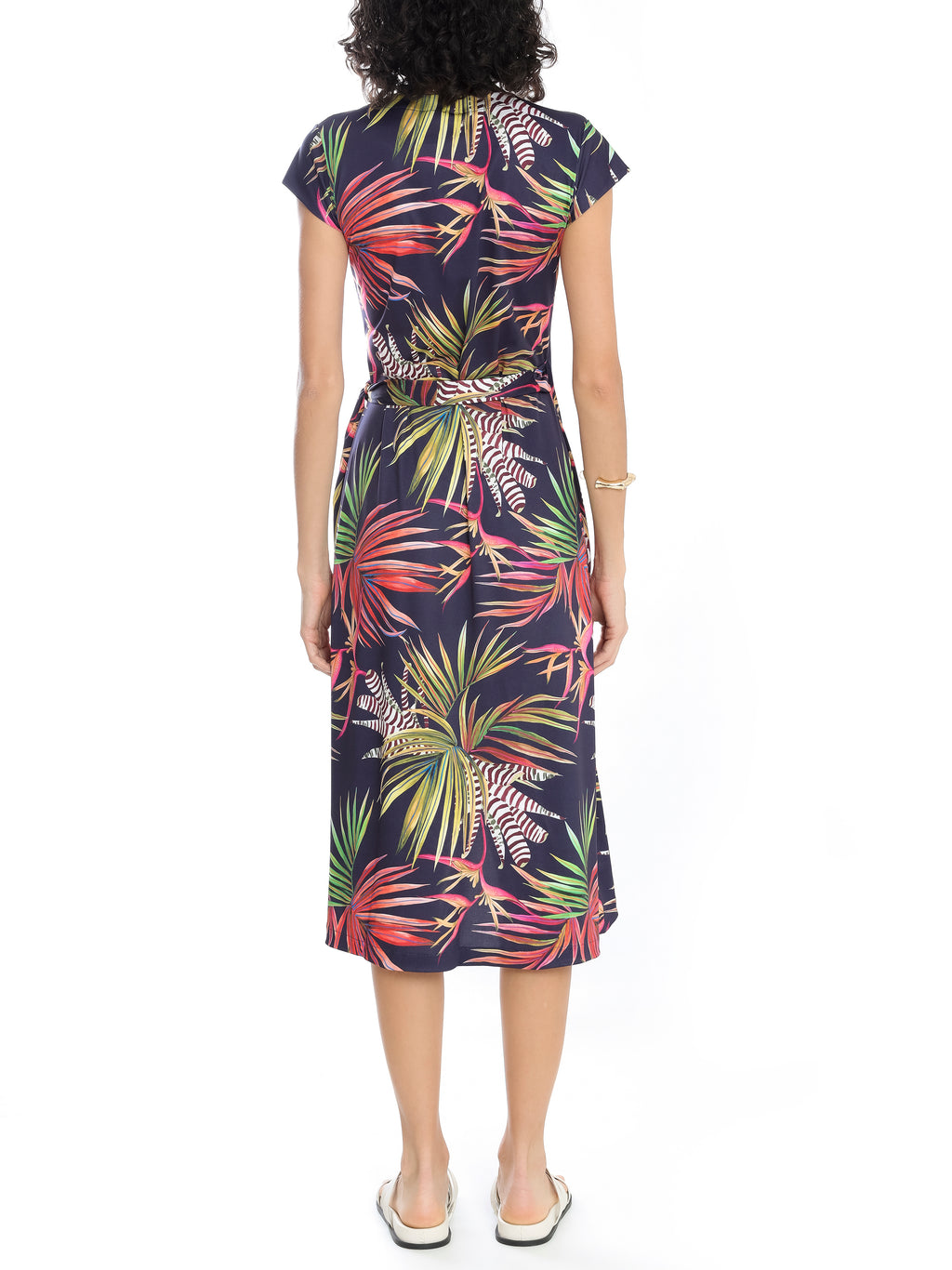 Falcao Foliage-Print V-Neck Midi Dress