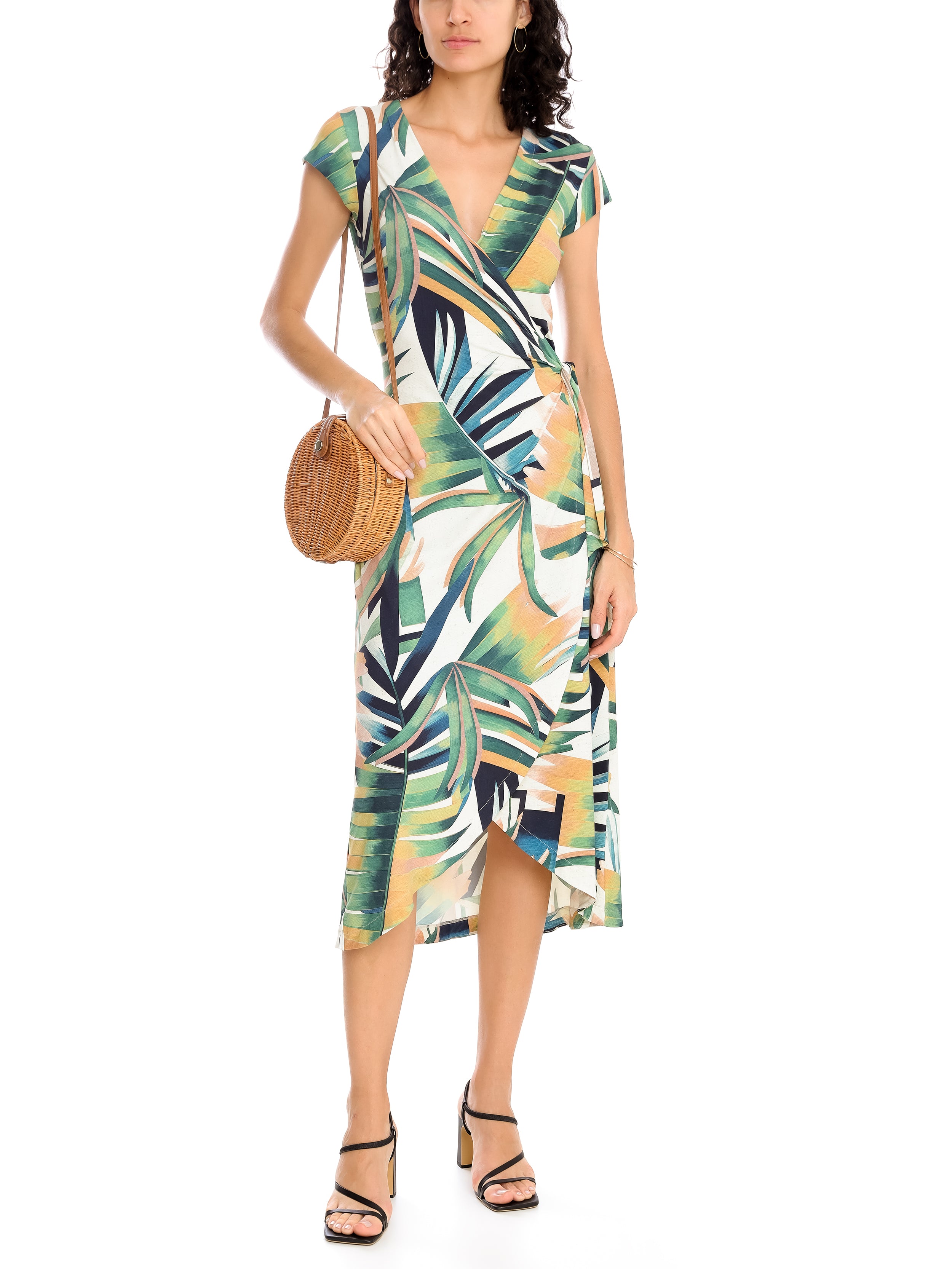 Falcao Foliage-Print V-Neck Midi Dress