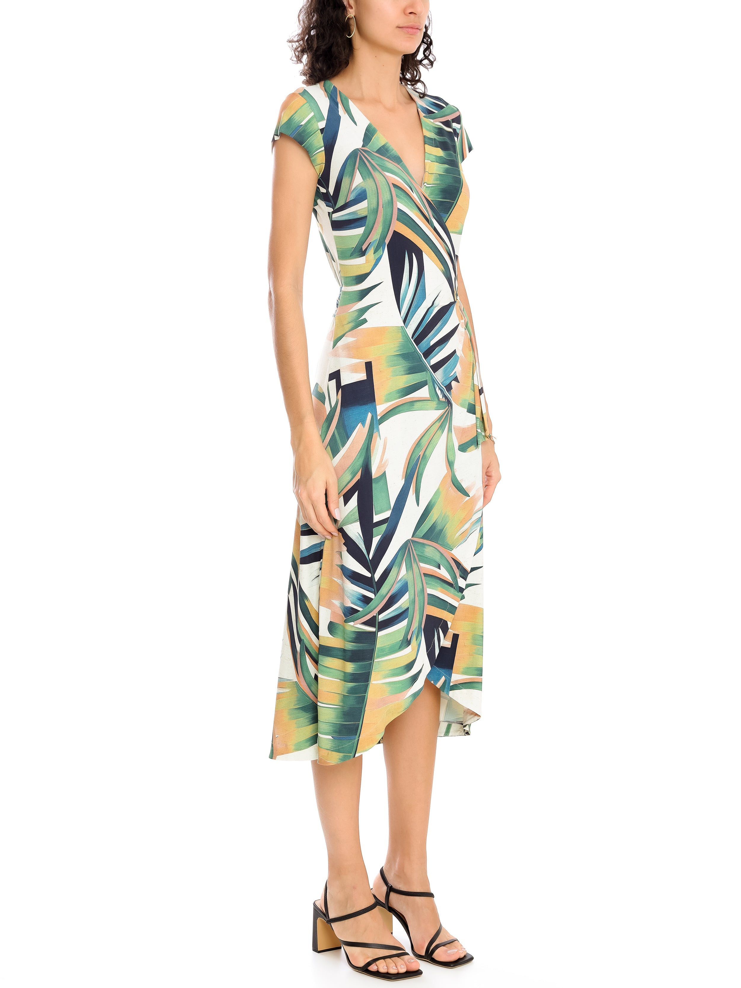 Falcao Foliage-Print V-Neck Midi Dress