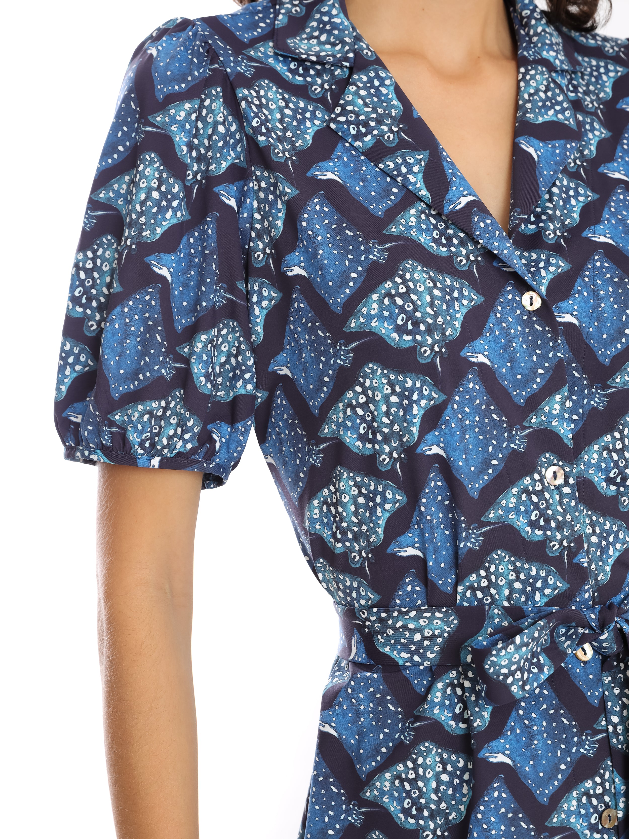 Themis Stingrays-Print Midi Dress Raja