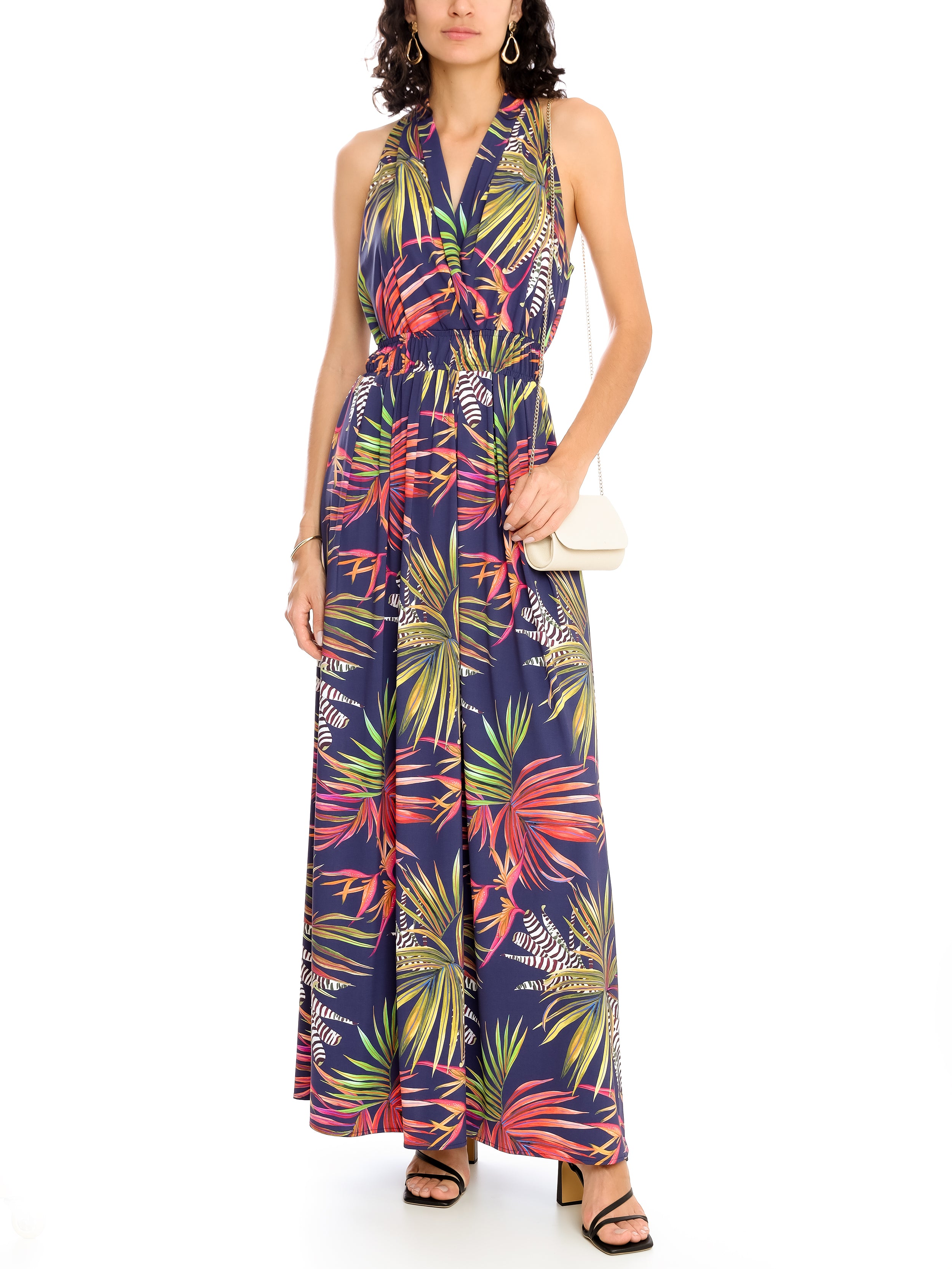 Inanna Foliage-Print V-Neck Dress Jakarta