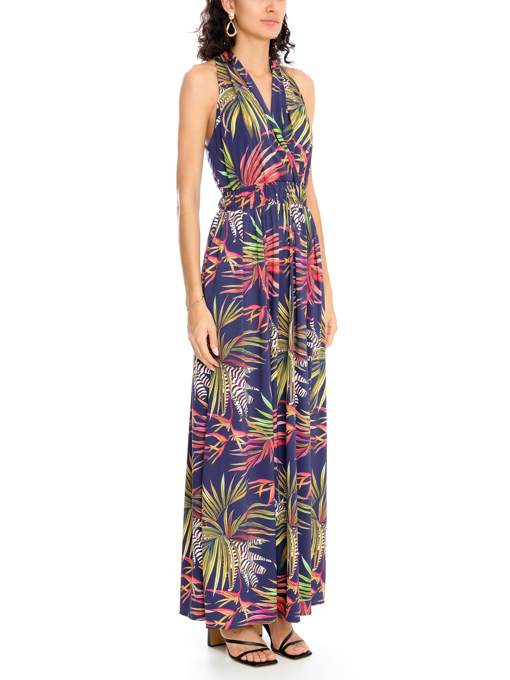 Inanna Foliage-Print V-Neck Dress Jakarta
