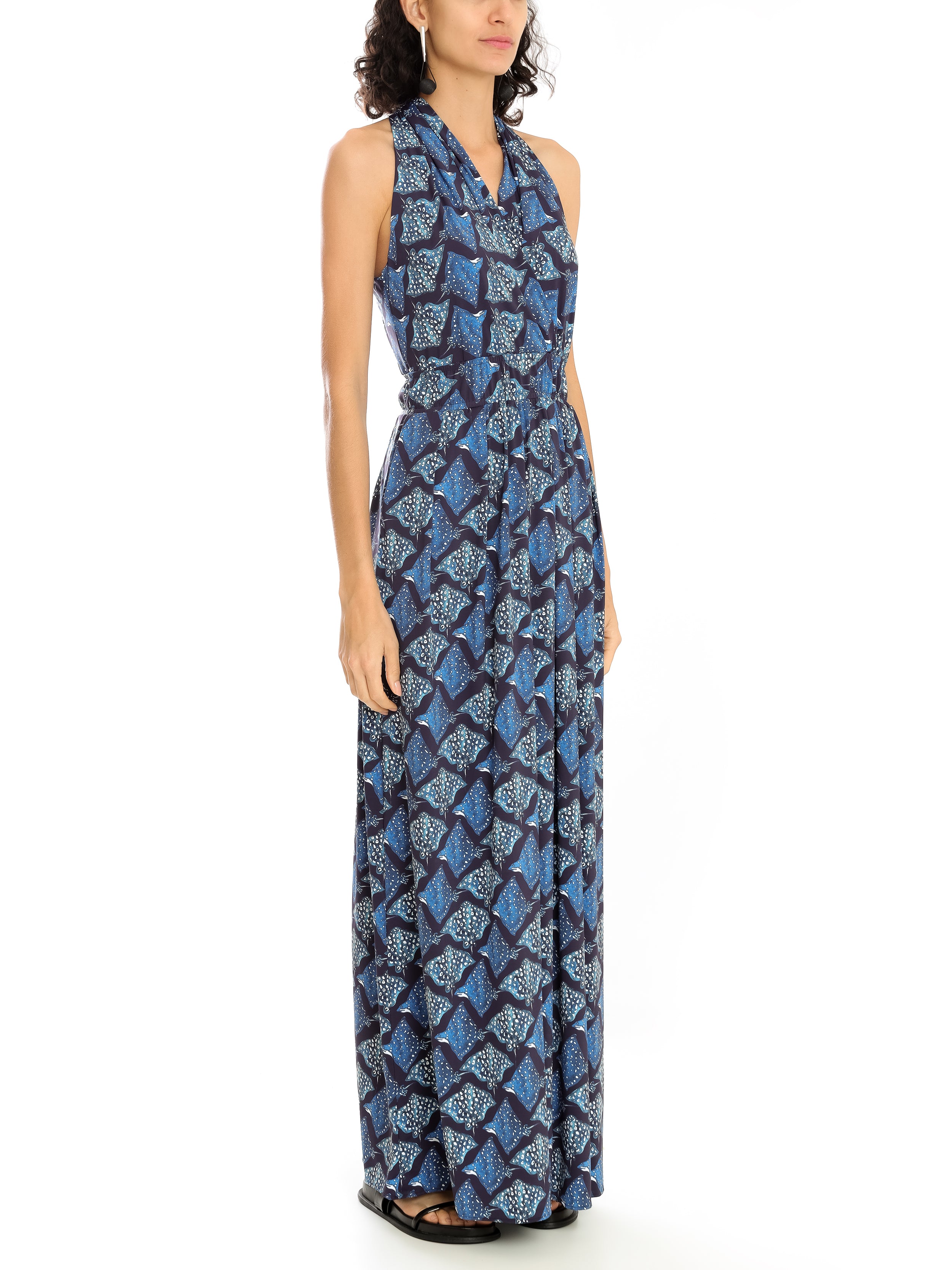Inanna Stingrays-Print V-Neck Dress Raja