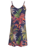 Sardenha Foliage-Print Striped Mini Dress