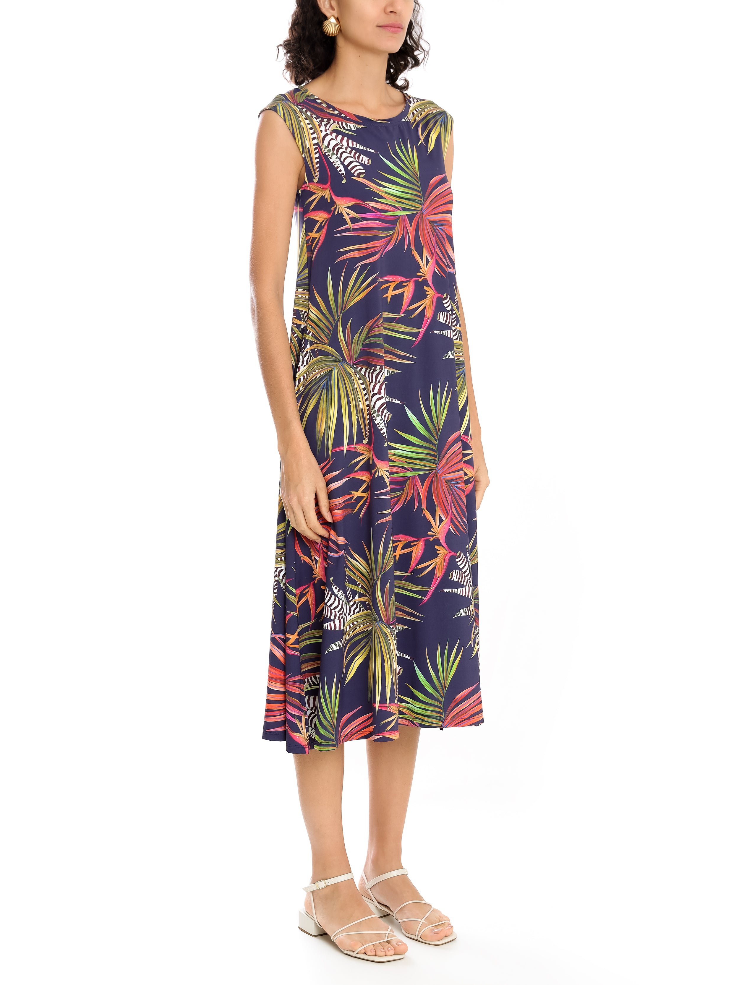 Tiê Foliage-Print Midi Dress