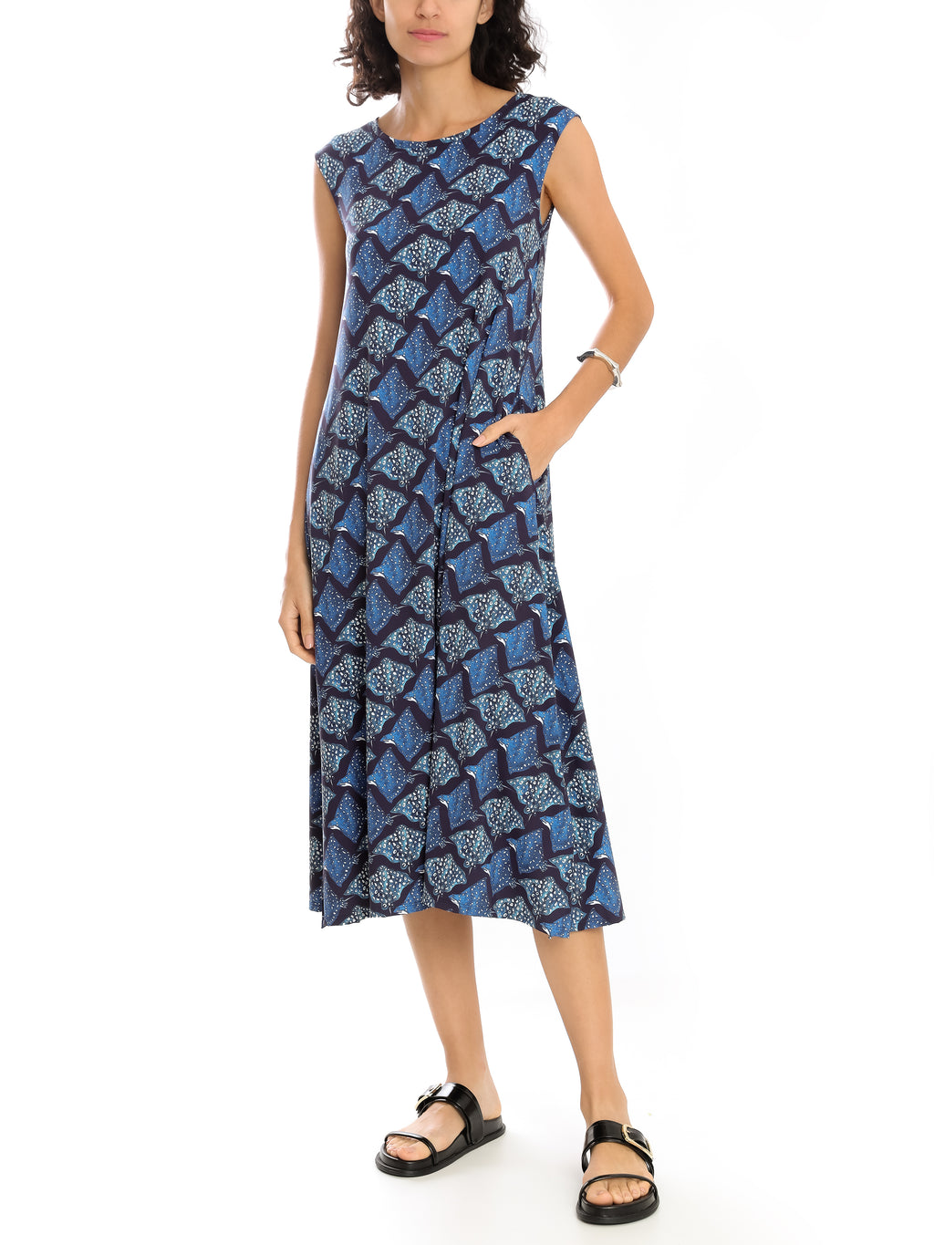 Tiê Stingrays-Print Midi Dress