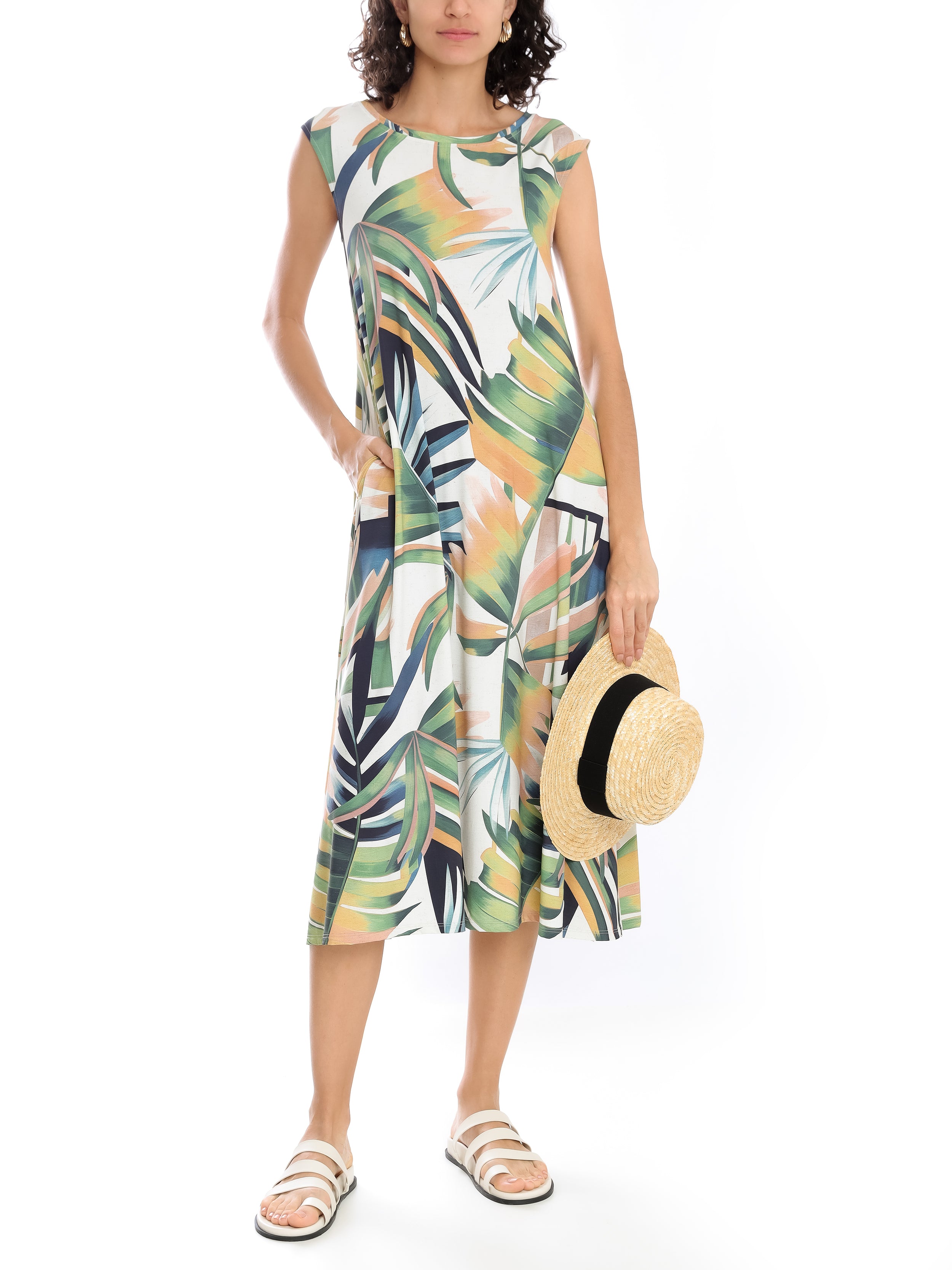 Tiê Foliage-Print Midi Dress