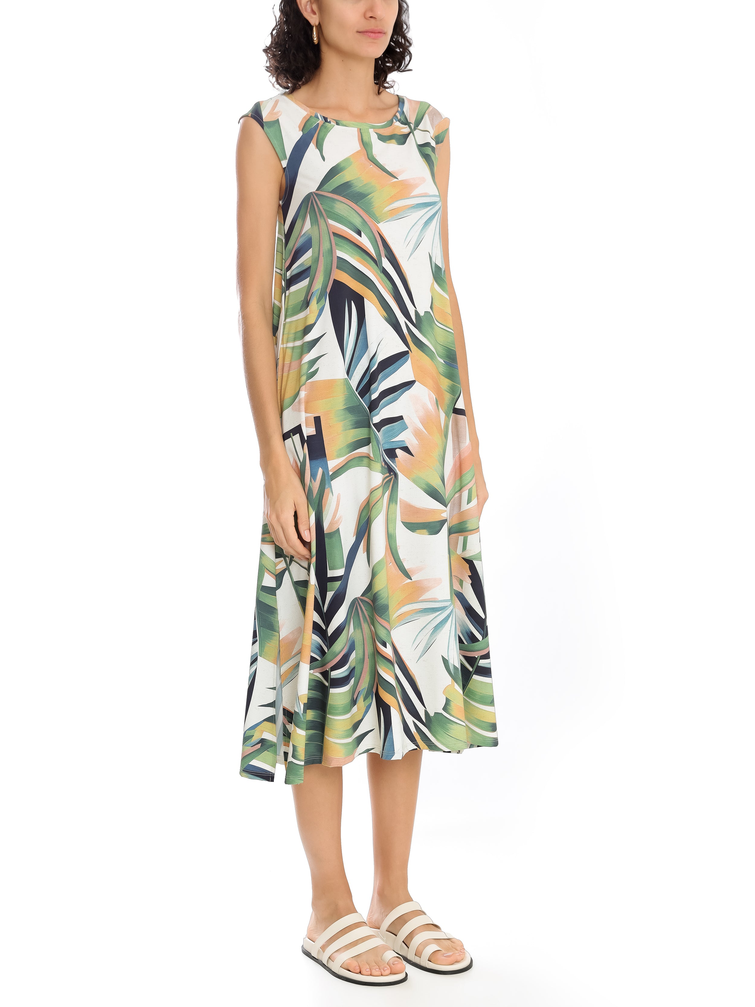 Tiê Foliage-Print Midi Dress