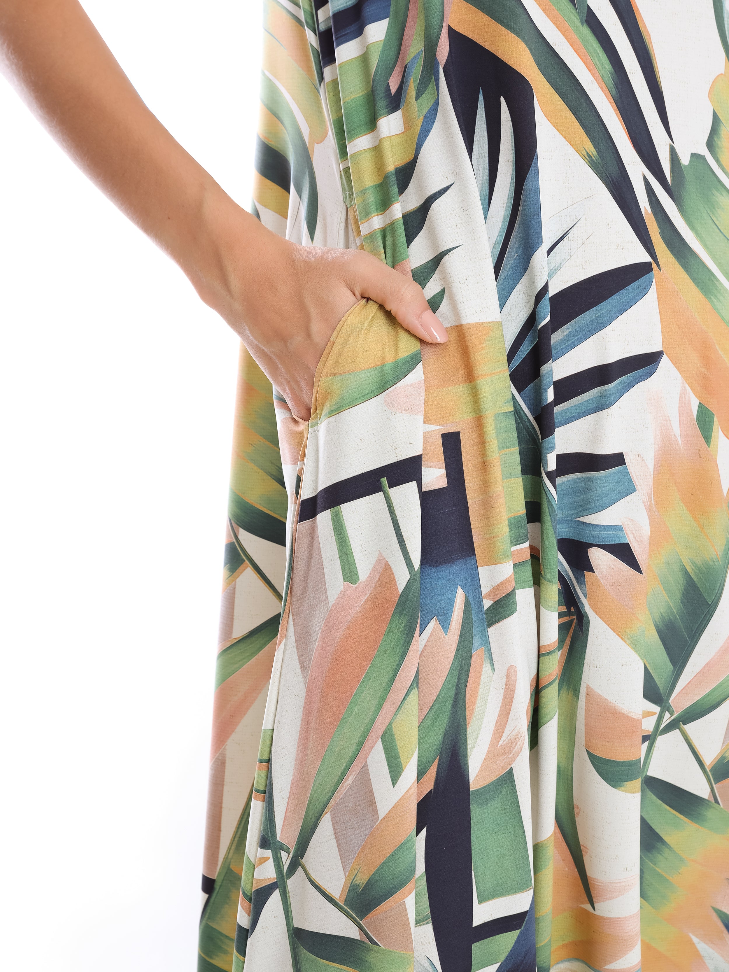 Tiê Foliage-Print Midi Dress