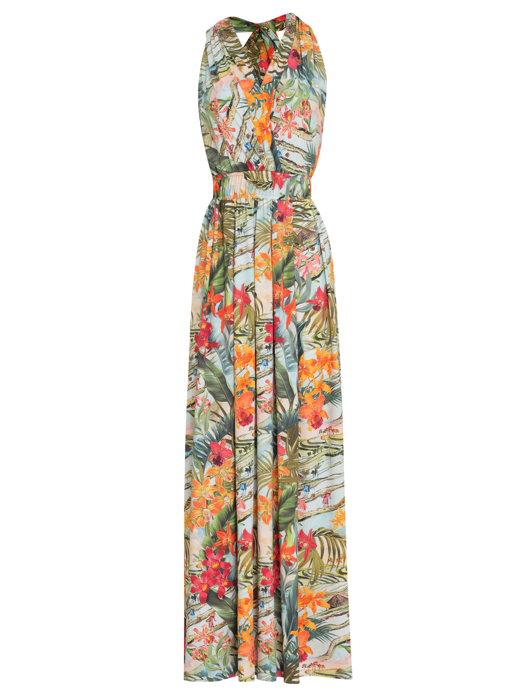 Inanna Foliage-Print V-Neck Dress Laos