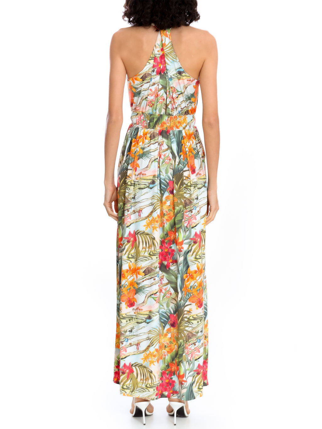 Inanna Foliage-Print V-Neck Dress Laos