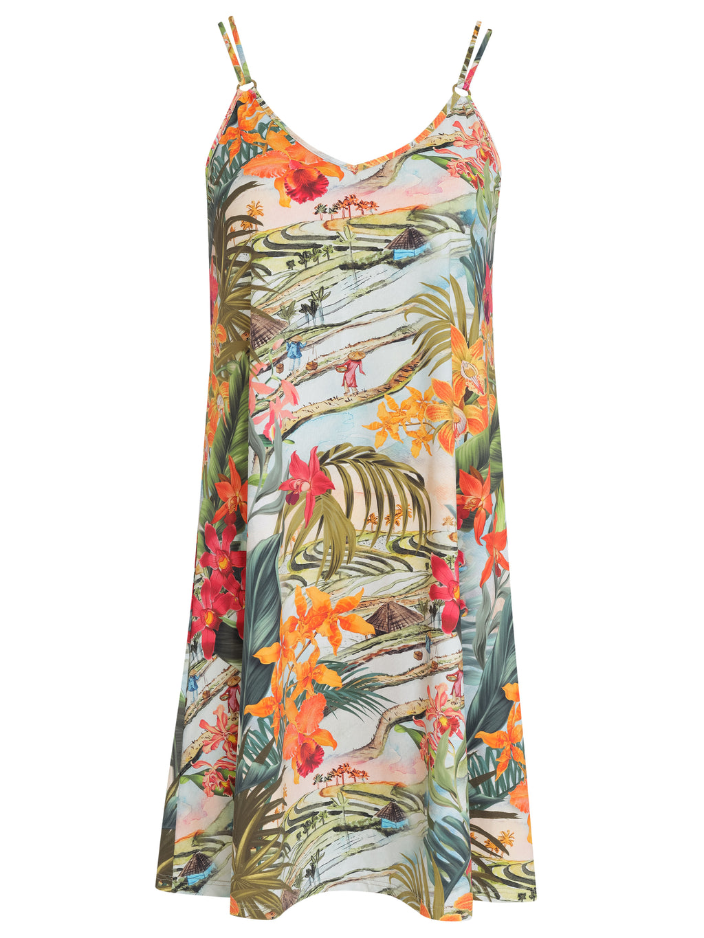 Sardenha Foliage-Print Mini Dress Laos