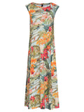 Tiê -Print A-Line Silhouette Side-Seam Pockets Midi Dress