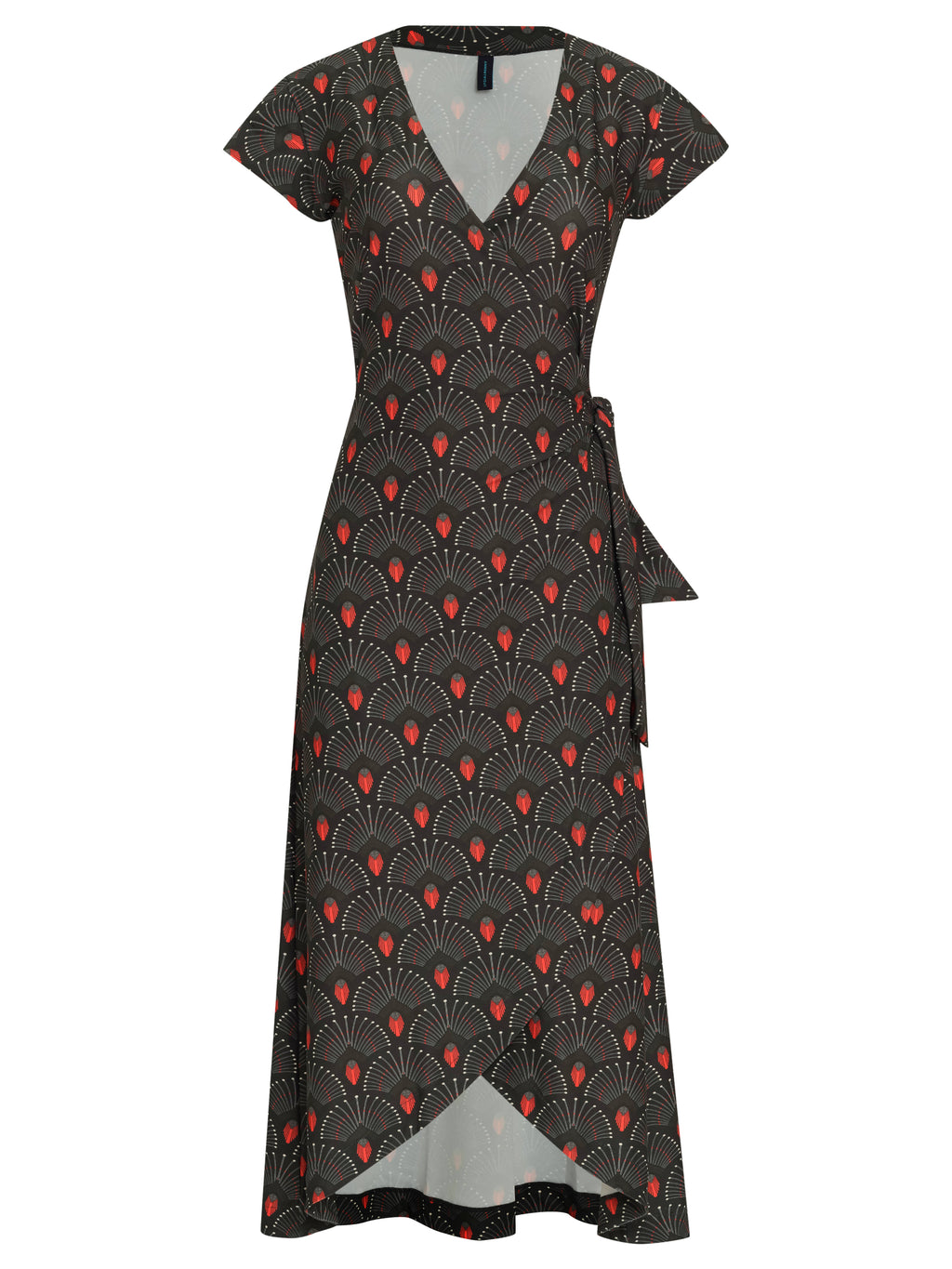 Falcao Geometric-Print V-Neck Midi  Dress Cocar