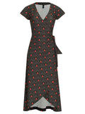 Falcao Geometric-Print V-Neck Midi  Dress Cocar