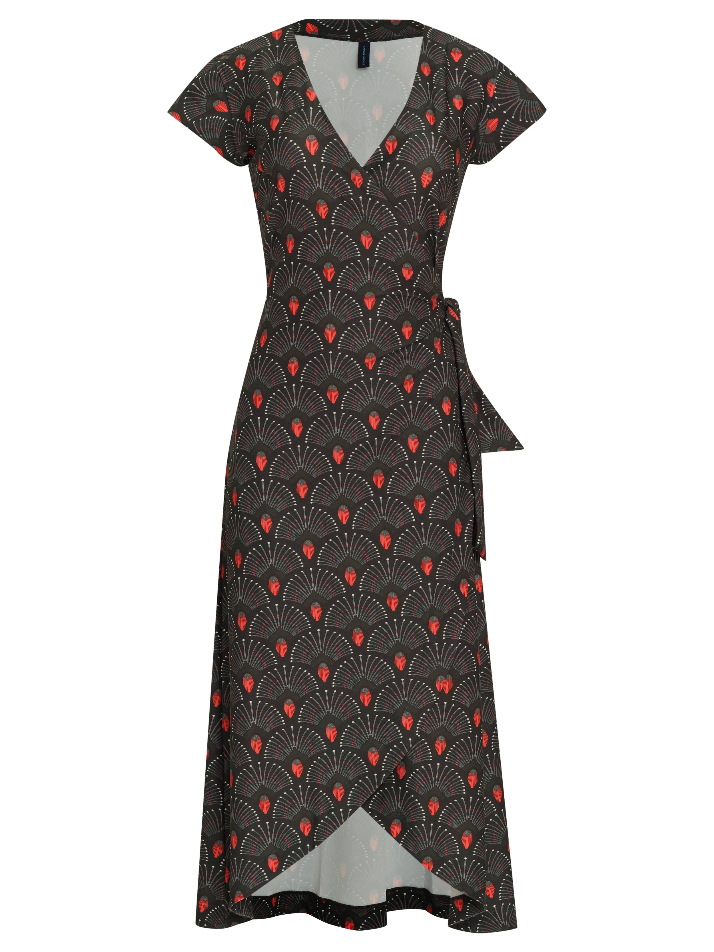 Falcao Geometric-Print V-Neck Midi  Dress Cocar