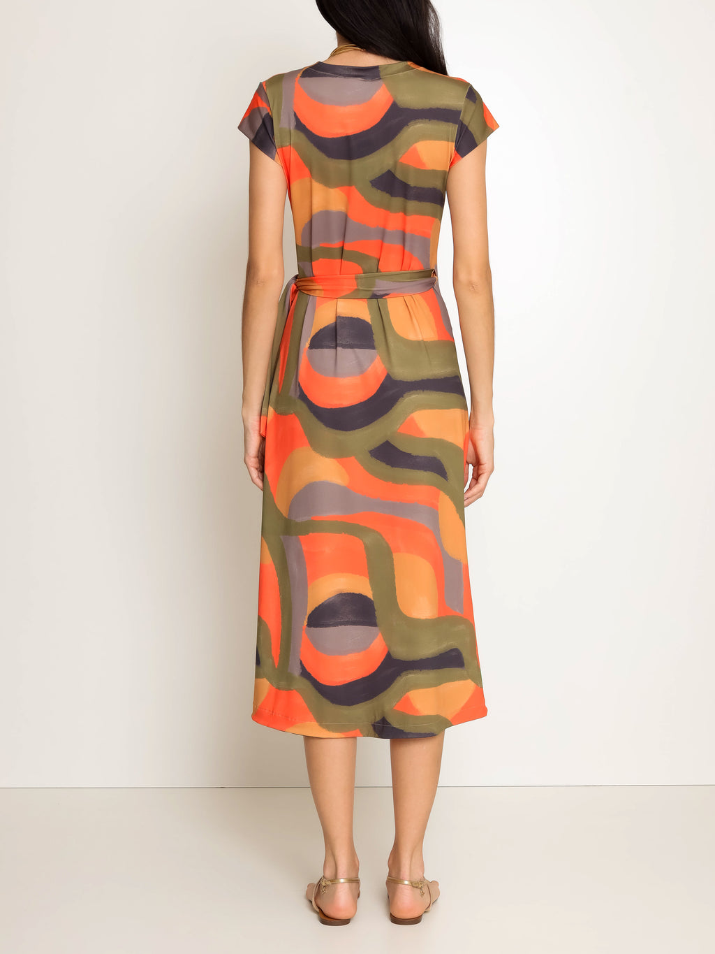 Falcao Abstracte-Print V-Neck Midi Dress