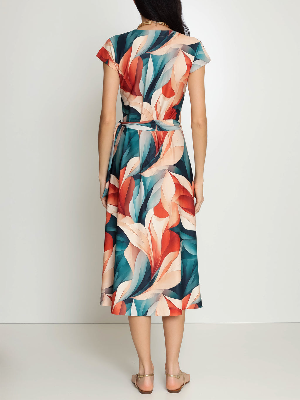 Falcao Foliage-Print V-Neck Midi Dress
