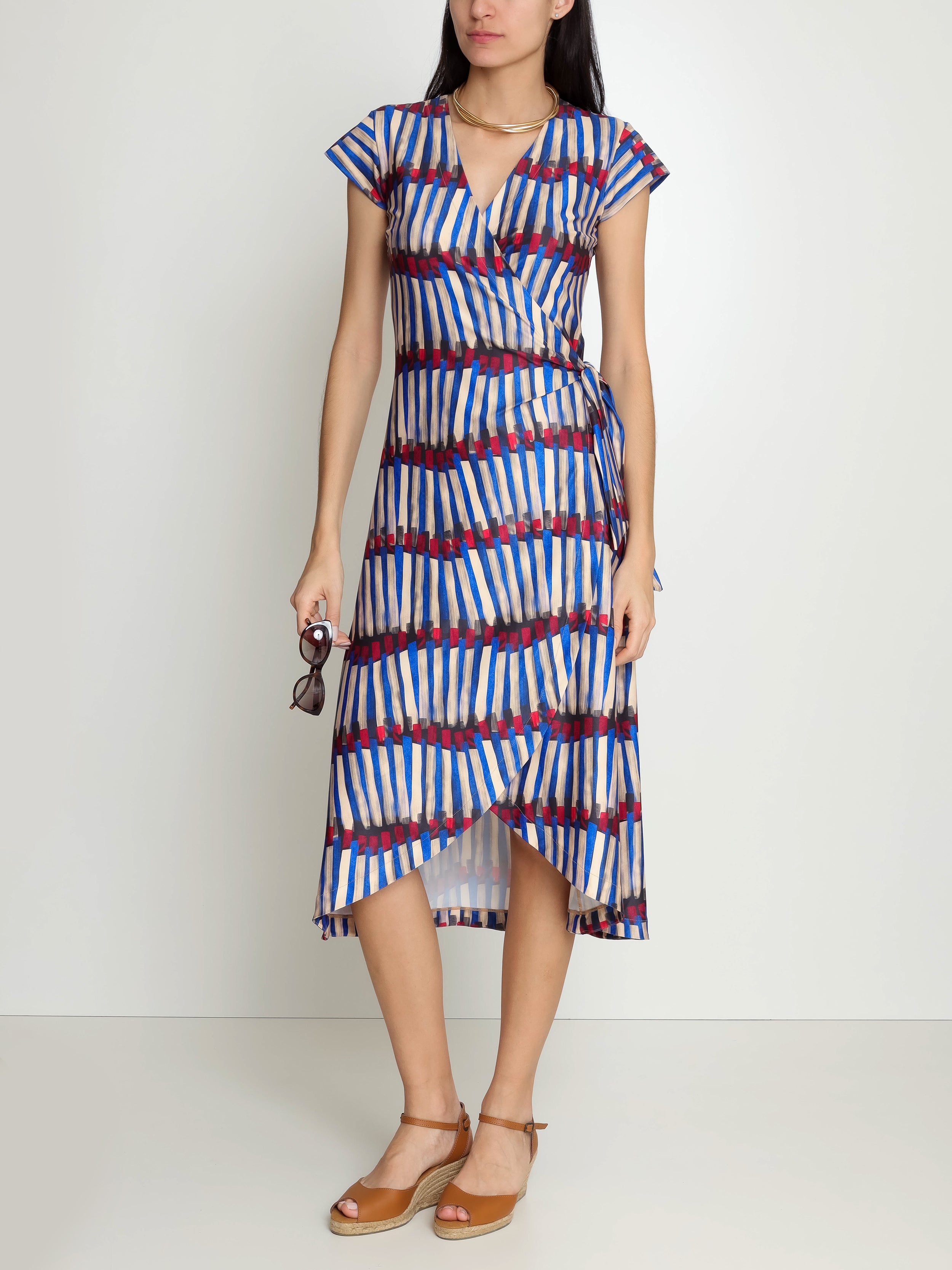 Falcao Graphic-Print V-Neck Midi Dress