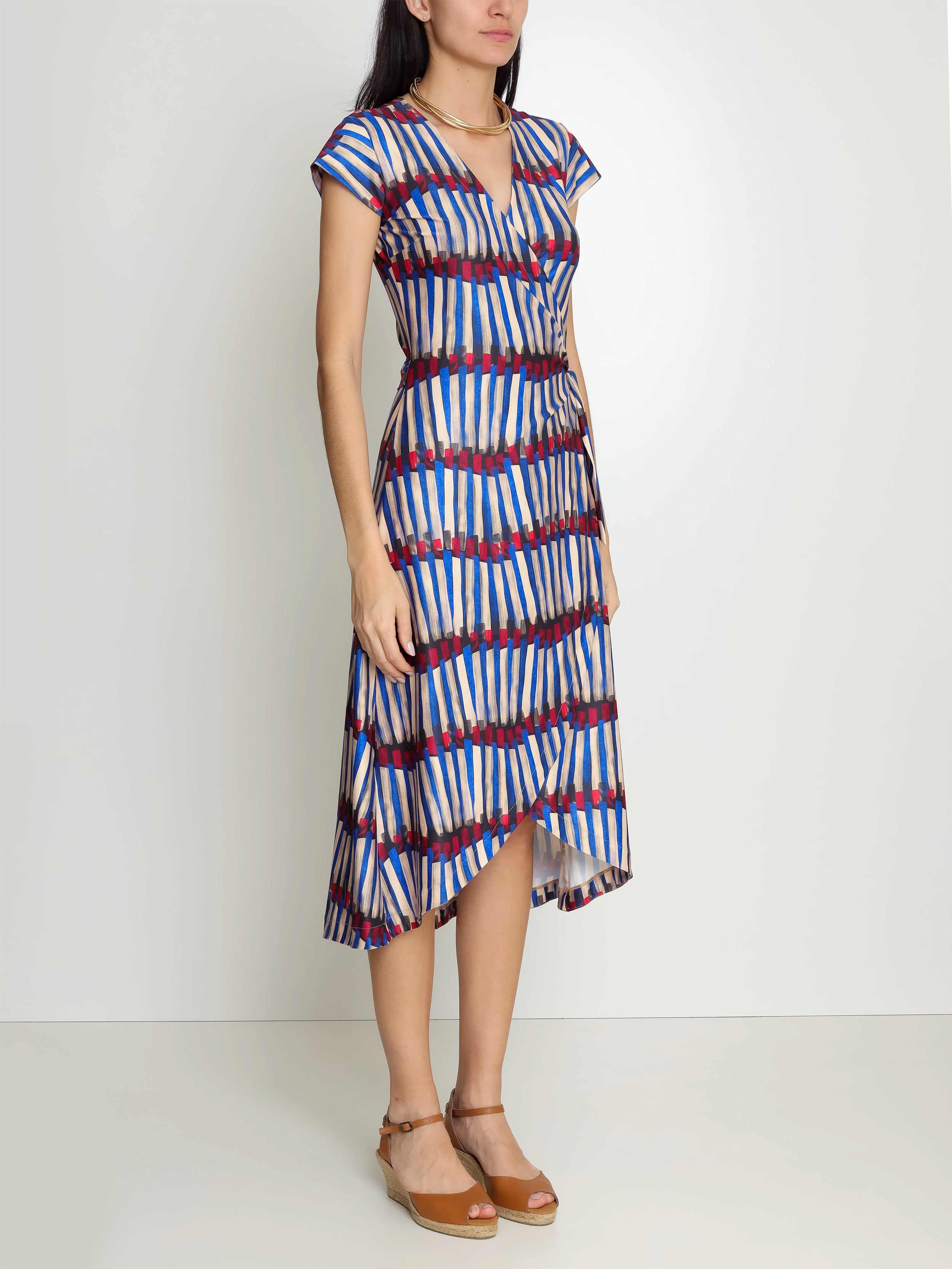 Falcao Graphic-Print V-Neck Midi Dress
