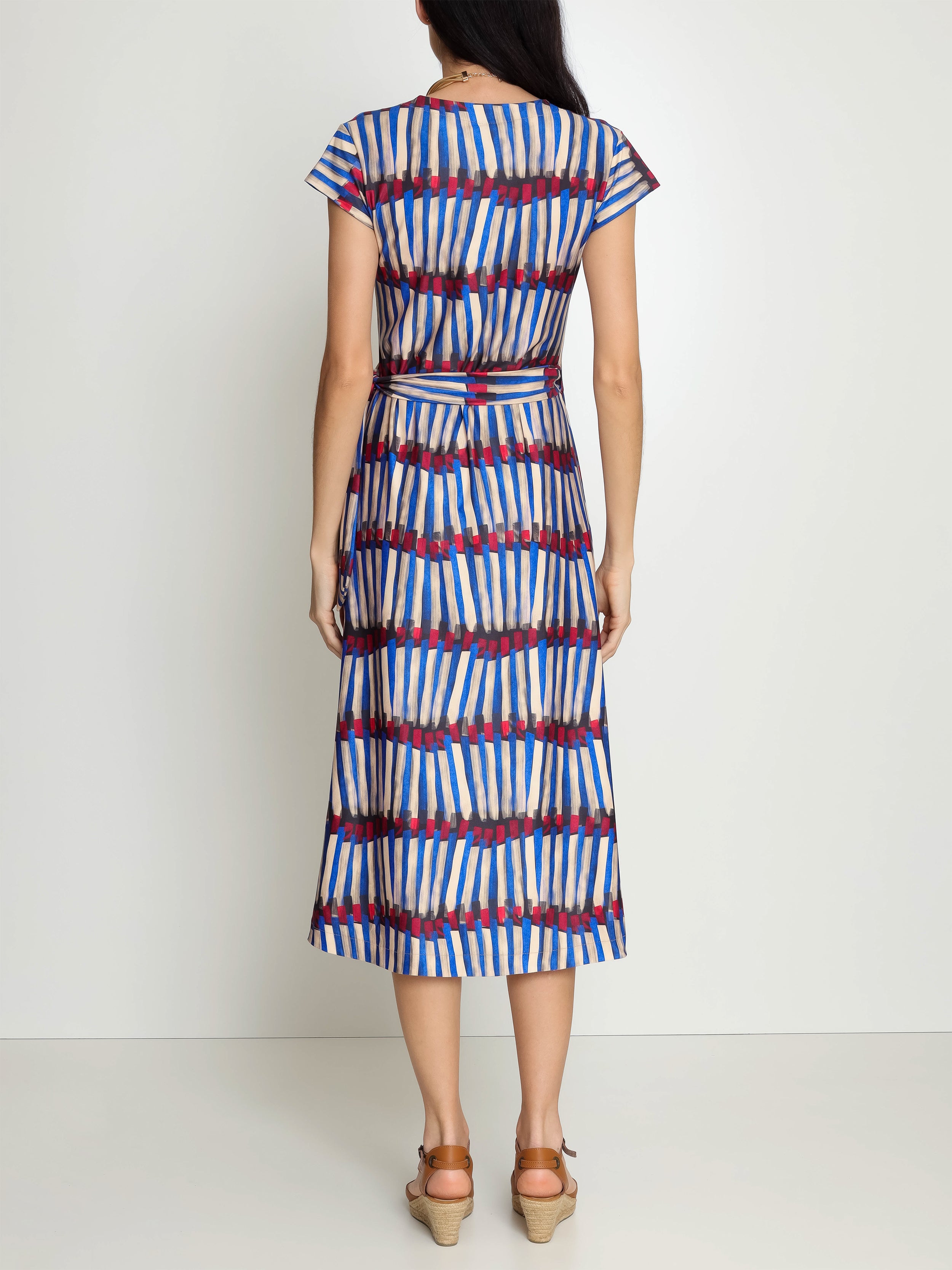 Falcao Graphic-Print V-Neck Midi Dress
