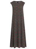 Tiê -Print A-Line Silhouette Side-Seam Pockets Midi Dress