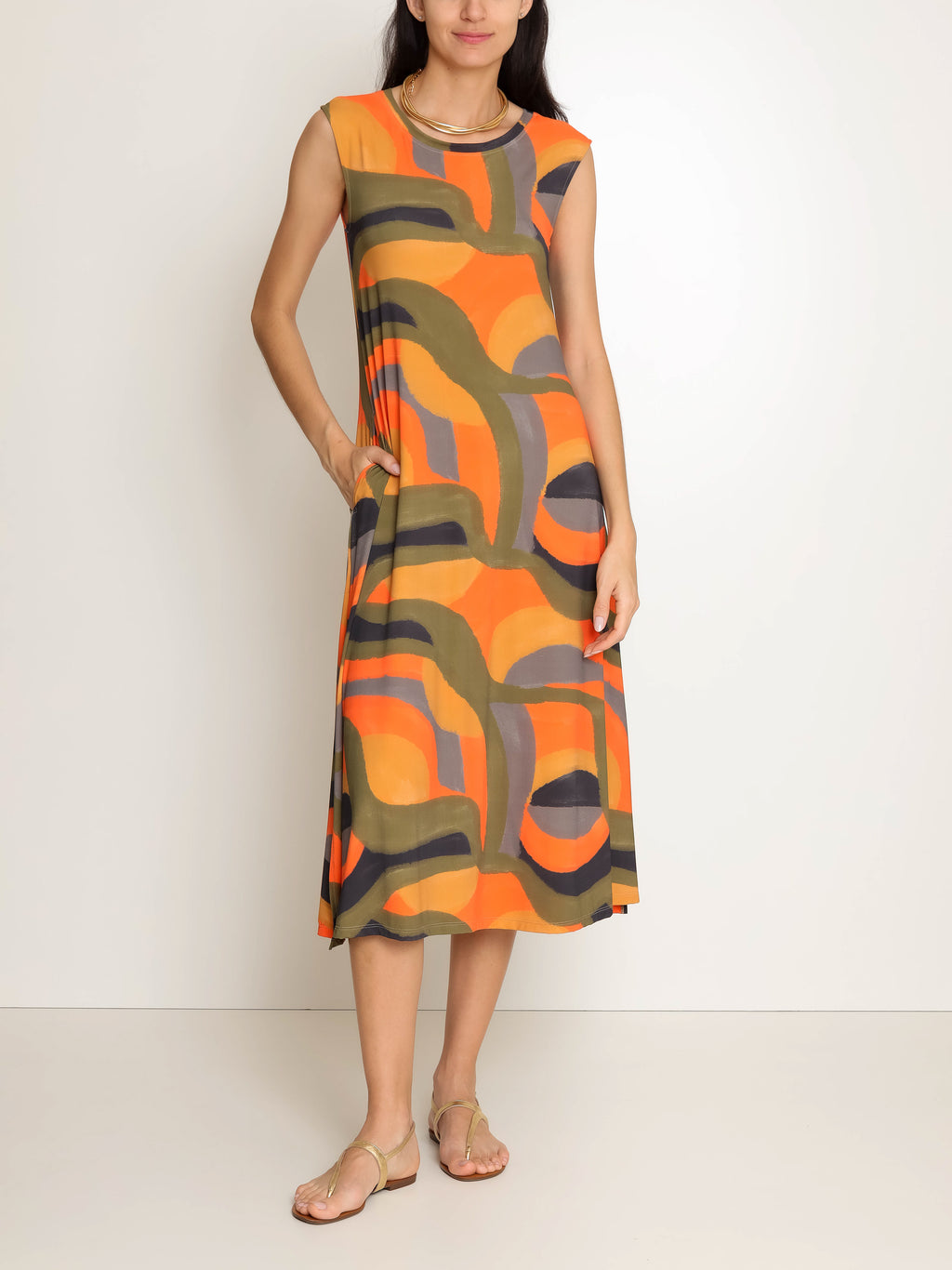 Tiê Abstracte-Print Midi Dress