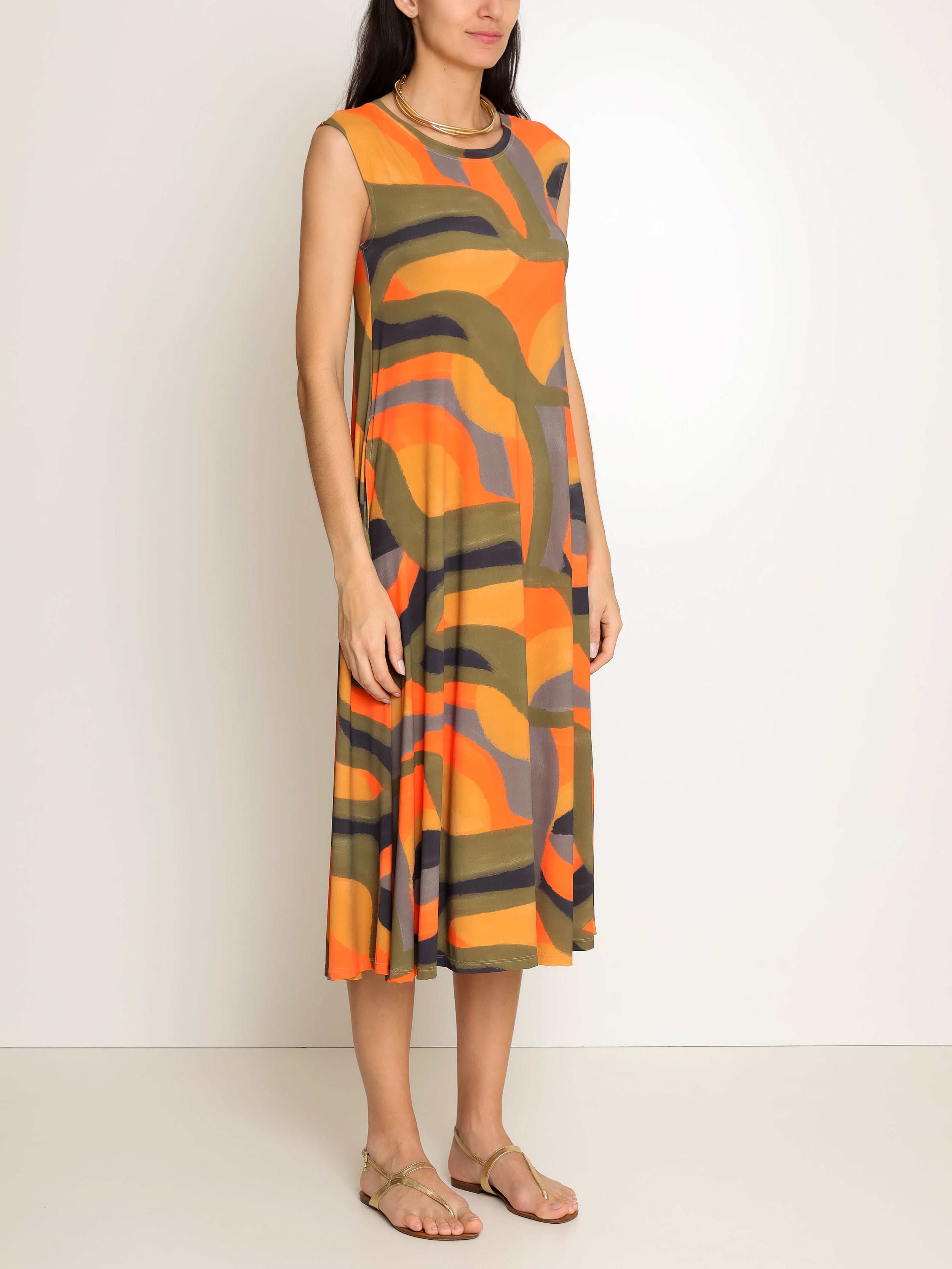 Tiê Abstracte-Print Midi Dress