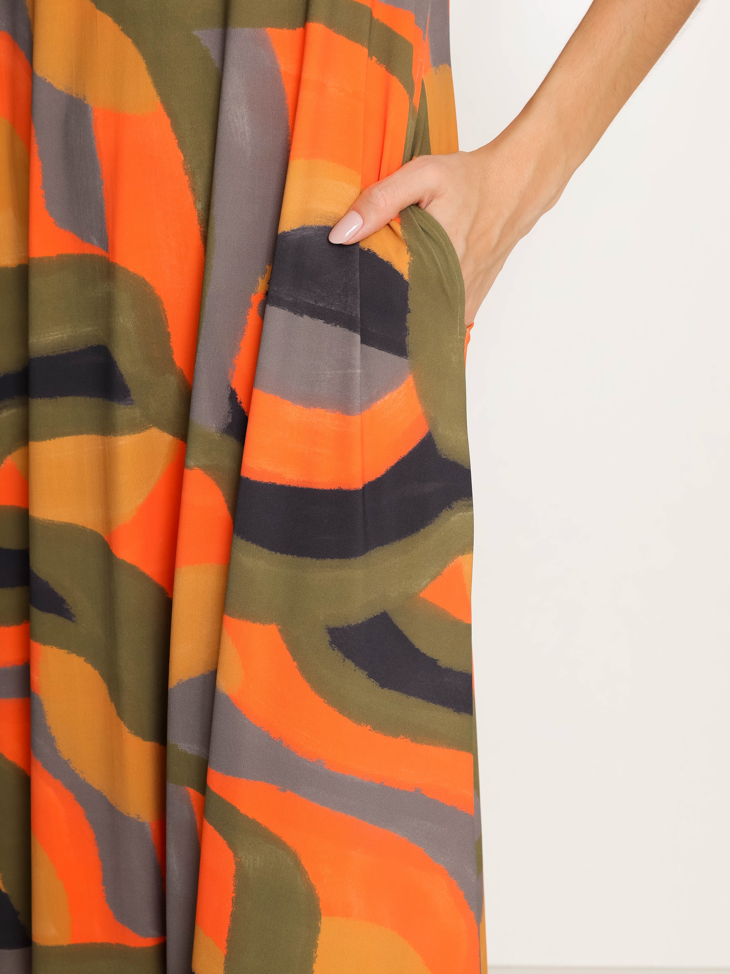 Tiê Abstracte-Print Midi Dress
