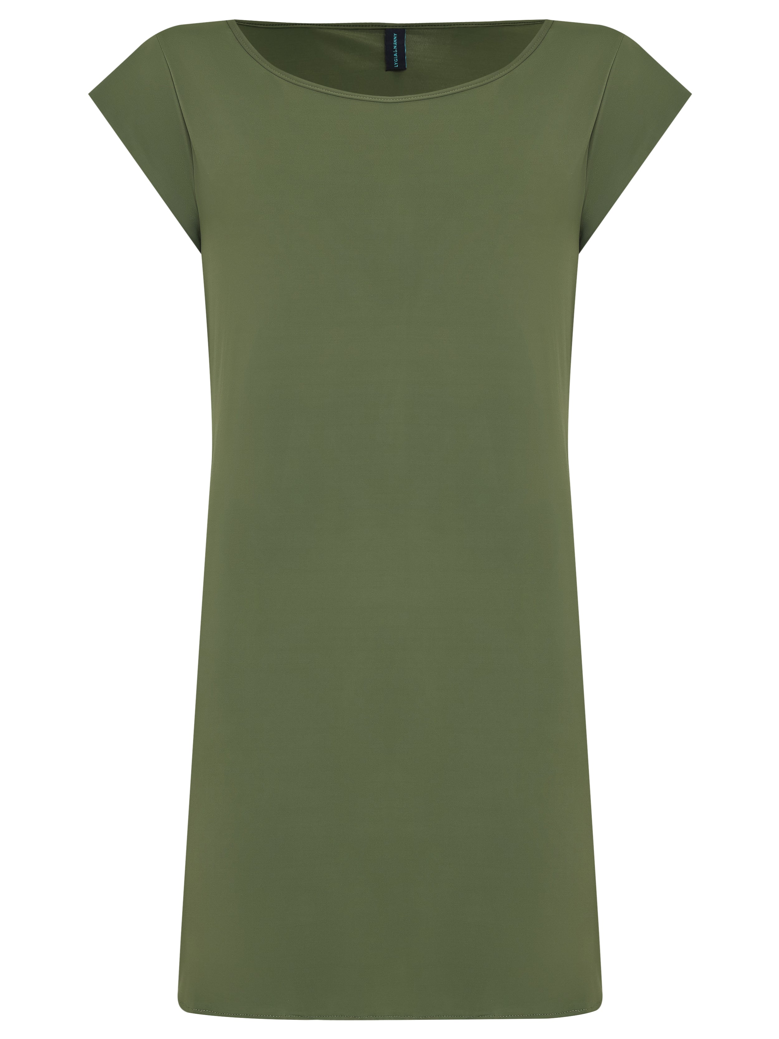 Jurema Green Plain Cold-Shoulder Minidress