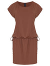 Shiva Brown Plain Adjustable Drawstring Waist Blouson Dress