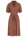 Themis Brown Plain Midi Dress