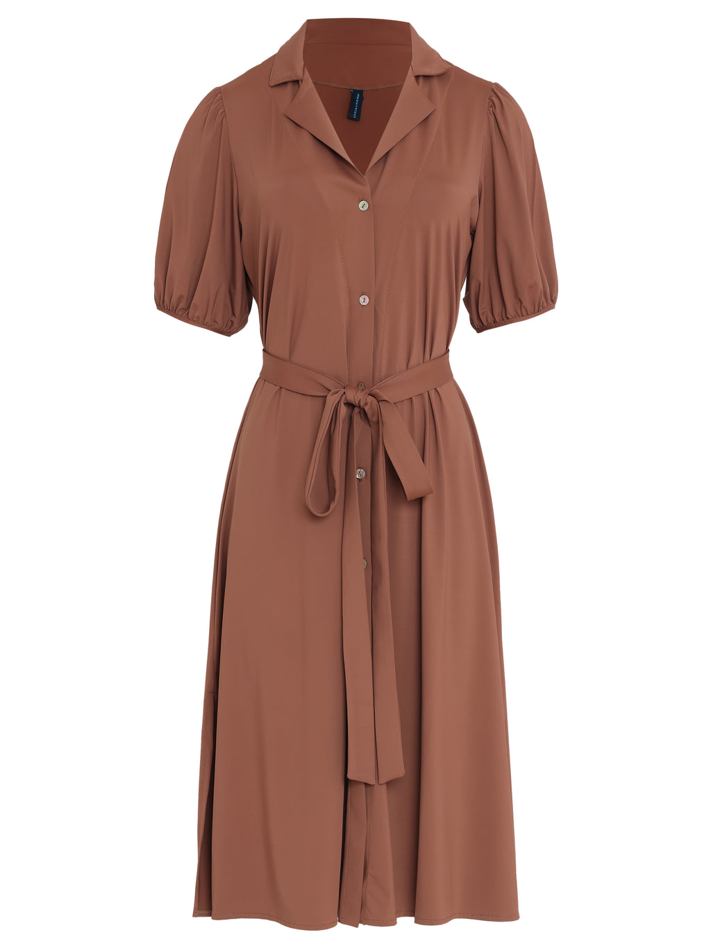 Themis Brown Plain Midi Dress