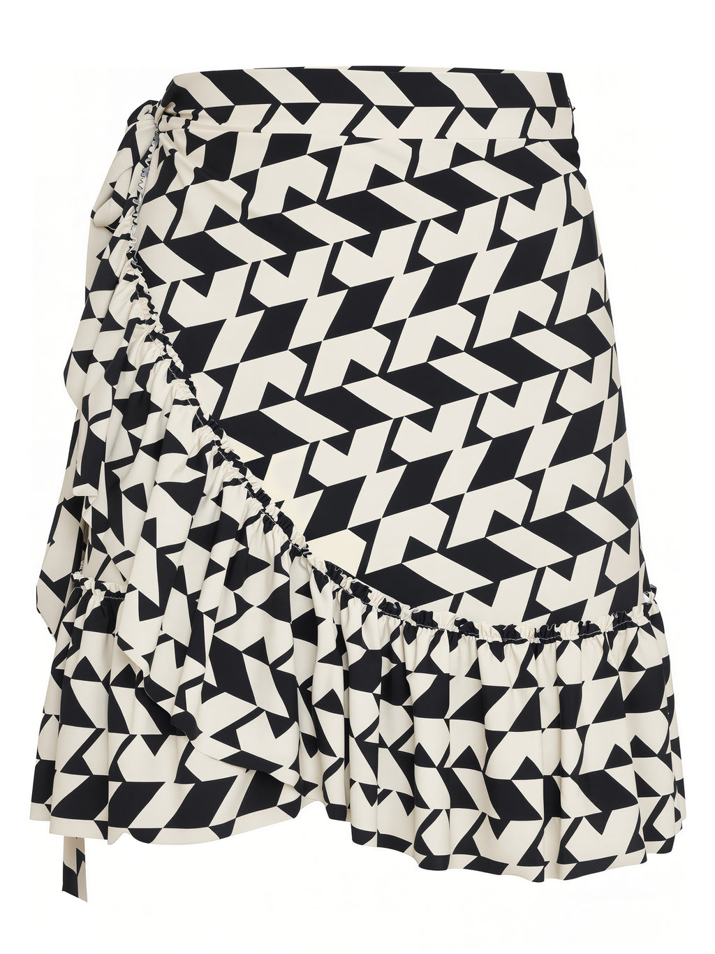 Laurita Geometric-Print Ruffled Miniskirt