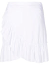 Laurita White Plain Ruffled Miniskirt