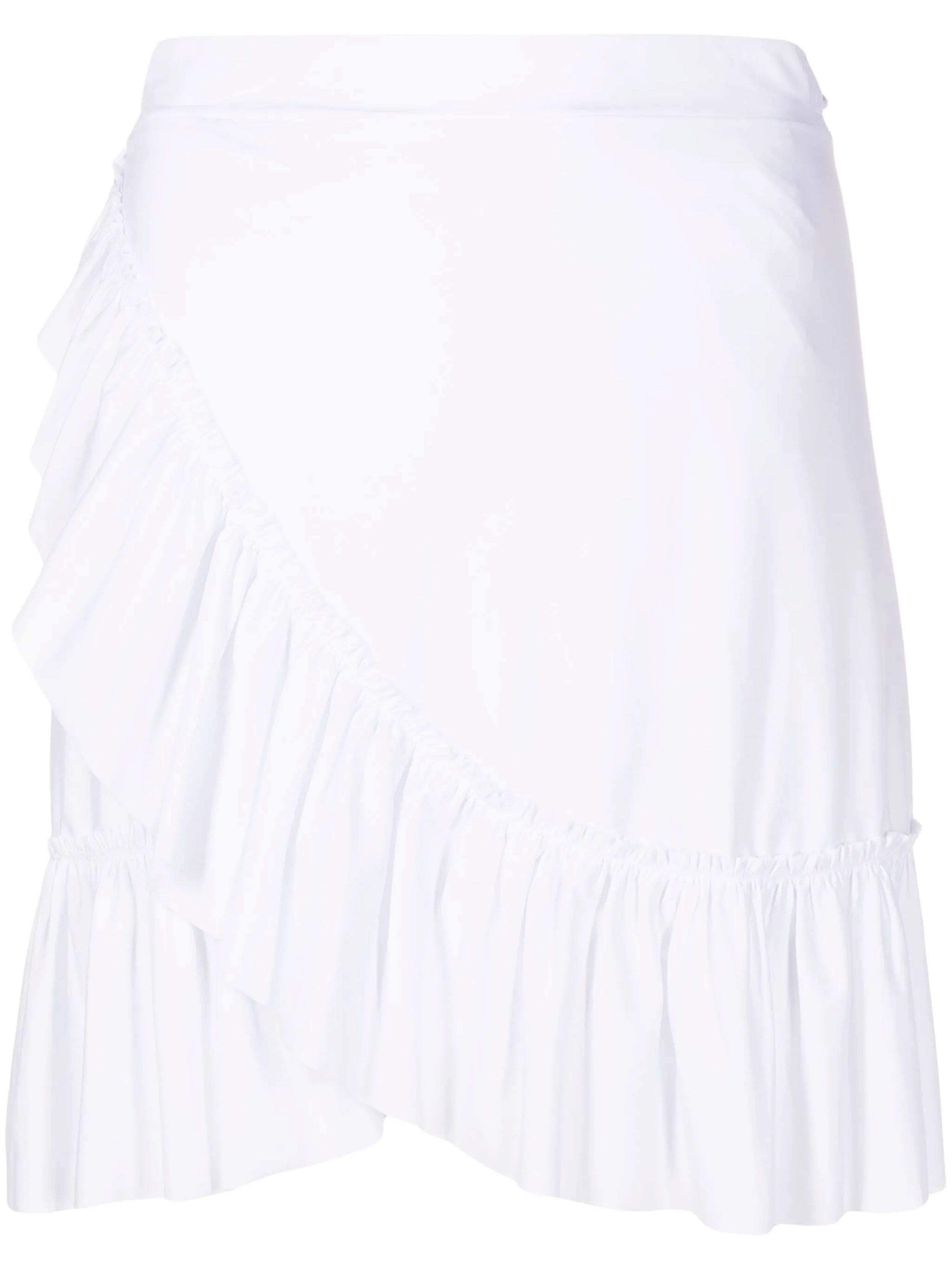 Laurita White Plain Ruffled Miniskirt