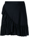 Laurita Black Plain Ruffled Miniskirt