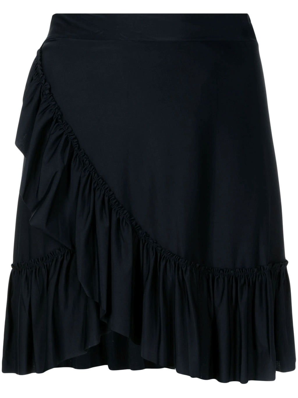 Laurita Black Plain Ruffled Miniskirt