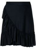 Laurita Black Plain Ruffled Miniskirt