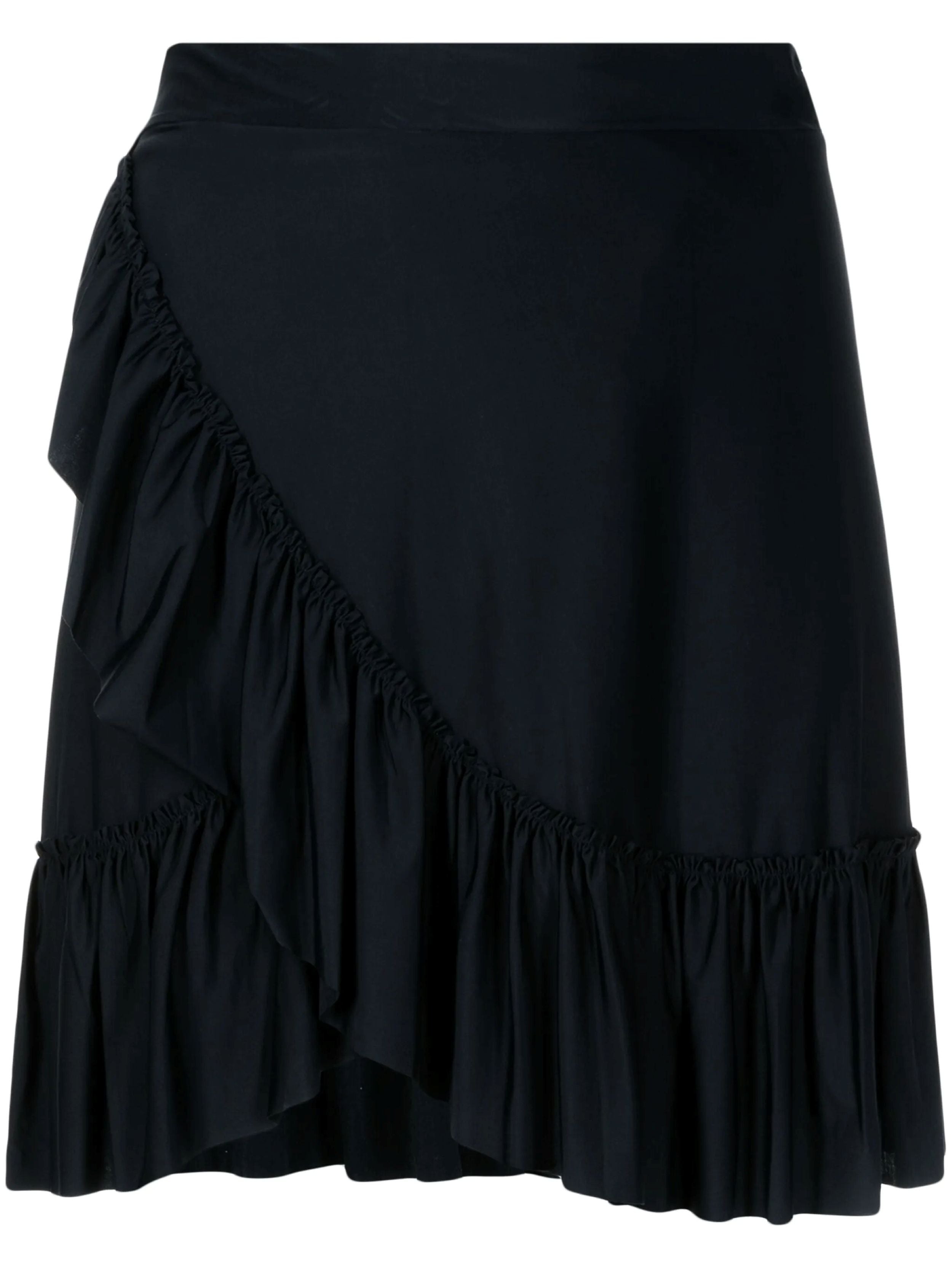 Laurita Black Plain Ruffled Miniskirt
