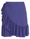 Laurita Purple Plain Ruffled Miniskirt