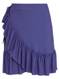 Laurita Purple Plain Ruffled Miniskirt