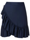 Laurita Blue Plain Ruffled Miniskirt