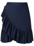 Laurita Blue Plain Ruffled Miniskirt