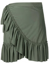 Laurita Green Plain Ruffled Miniskirt